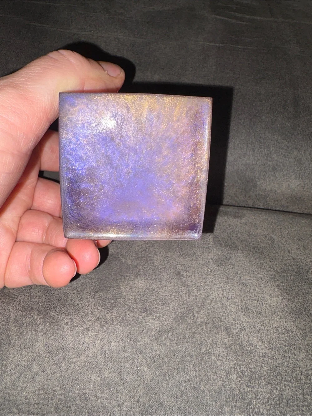 Handcrafted Purple and Gold Resin Square Trinket/Candle Holder